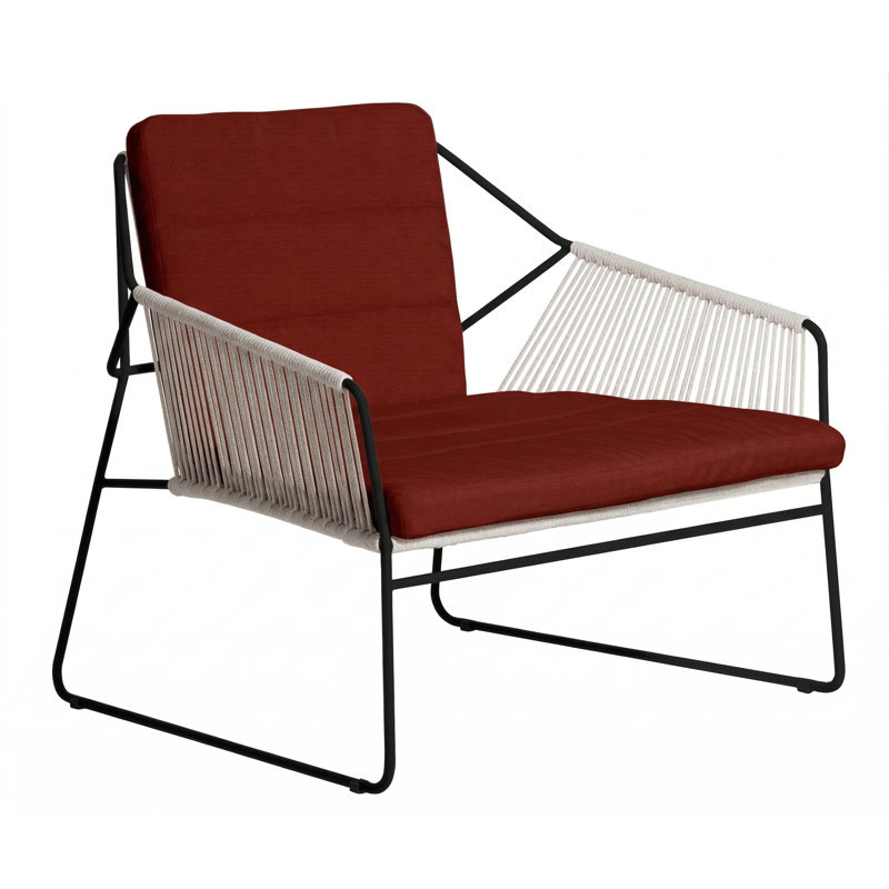 Sandur Patio Chair with Cushions, Canvas Brick, White Rope/Anthracite Frame