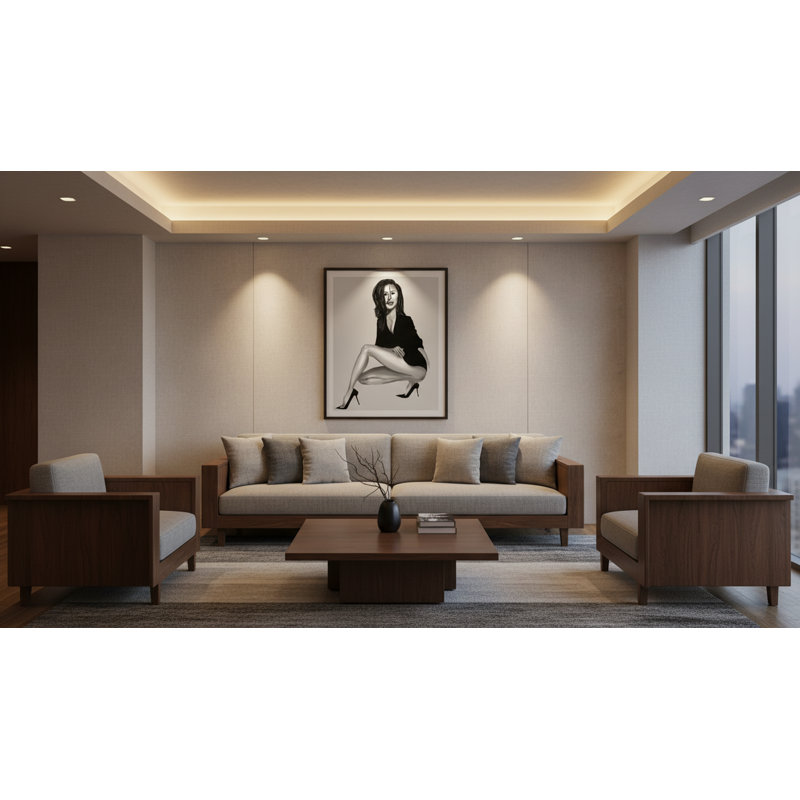 "Poised in Silence", art mural sur toile par Kasian Art Studio - cadre noir
