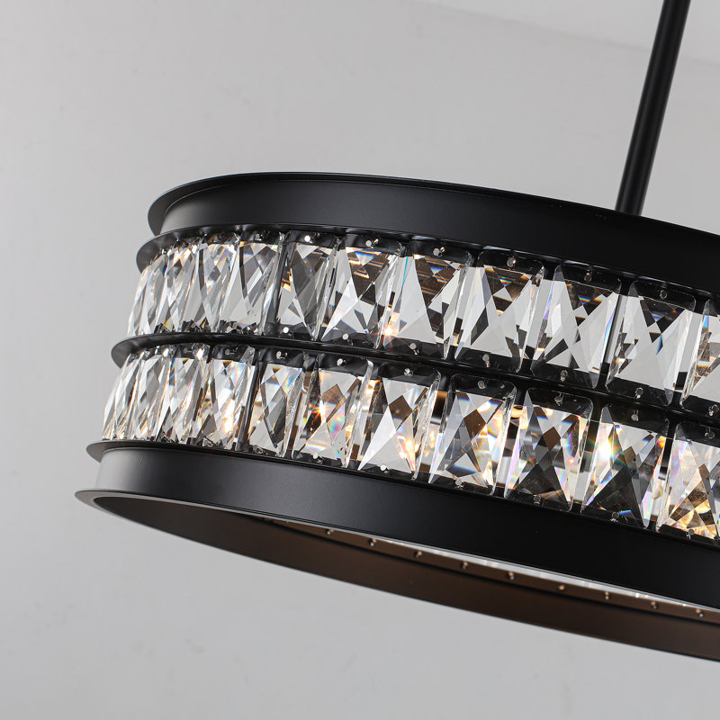 Lustre tambour en cristal 6 lumières à intensité variable moderne