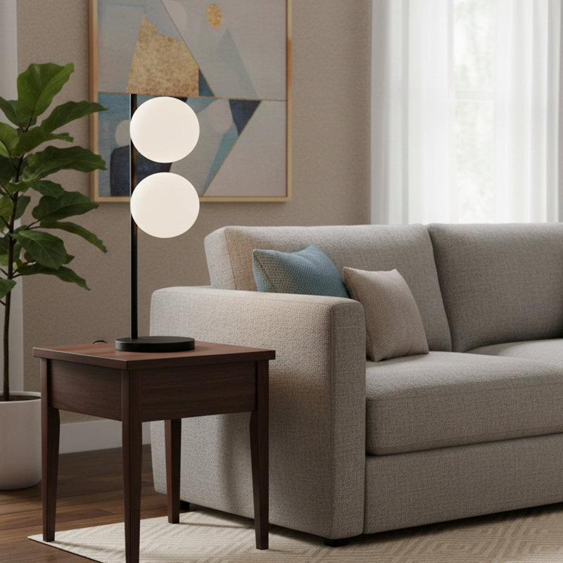 Double Globe Table Lamp, Black