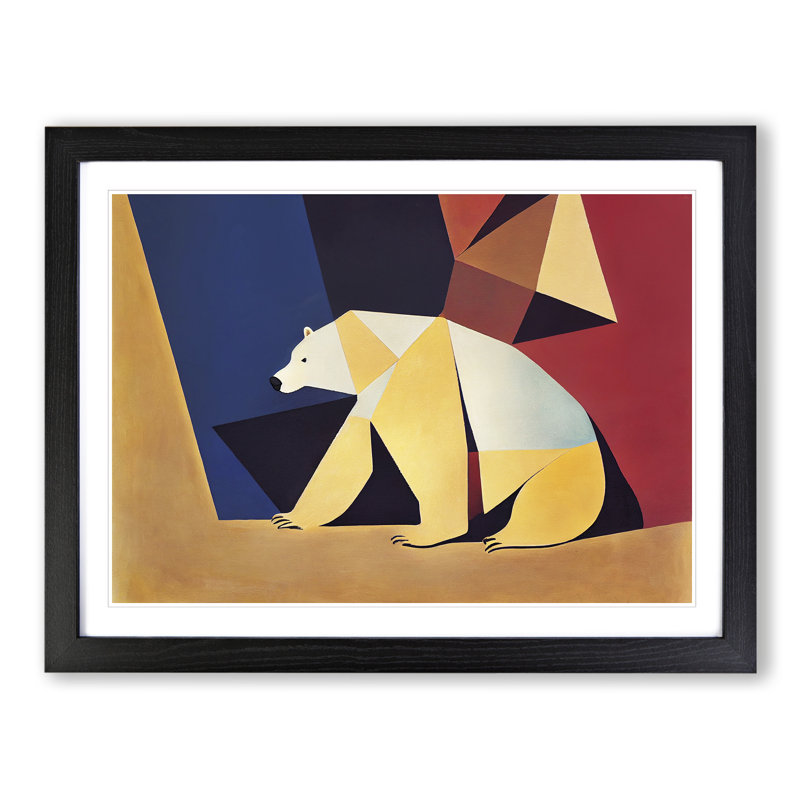Cool Abstract Polar Bear - Framed Print, Black, 46cm H x 64cm W x 2cm D