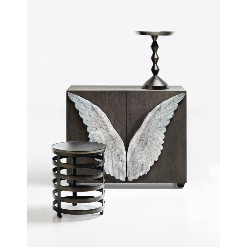 Black Round Metal Storage Occasional Table