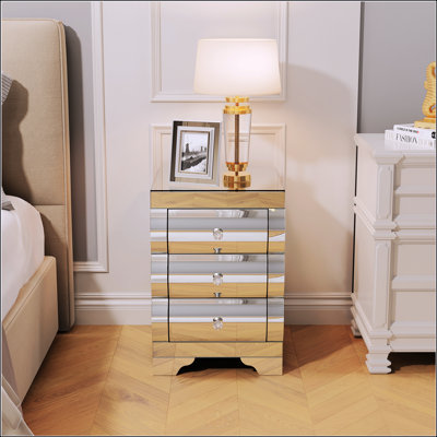 Table de chevet à miroir avec table de chevet 3 tiroirs Baked, idéale pour les petits espaces et les décors modernes