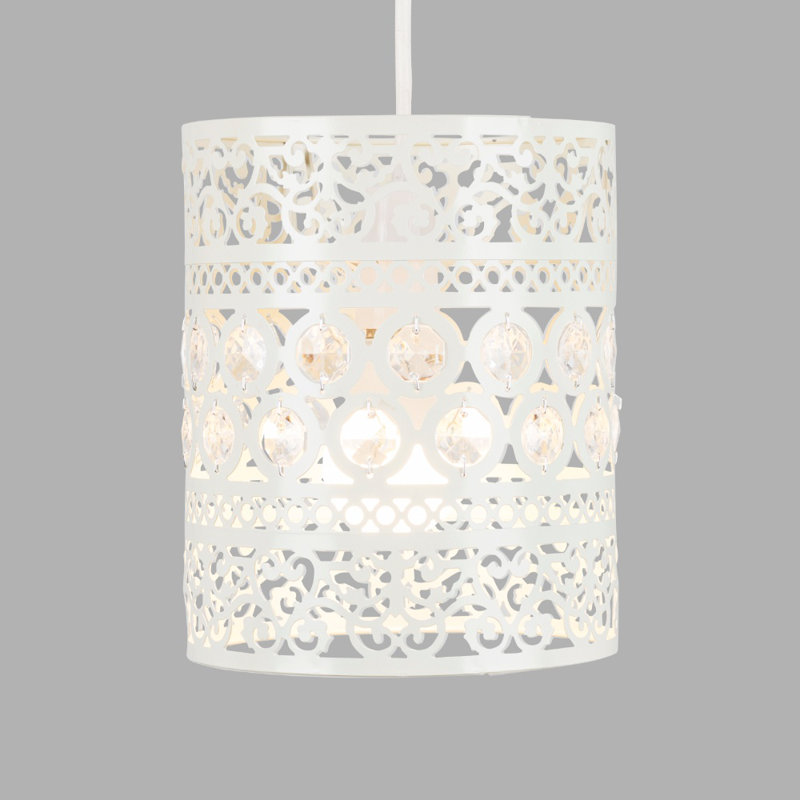 22.5cm H Plastic Drum Pendant Shade ( Spider ) in White