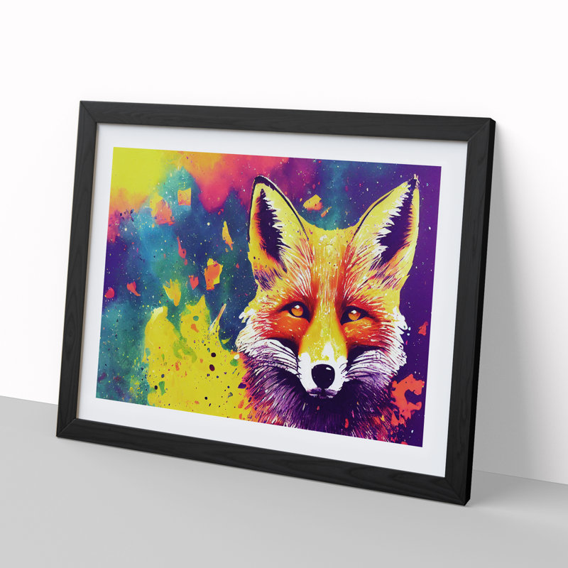 Fox Splashed Vol.1 Abstract - Single Picture Frame Painting, Black, 46cm H x 64cm W x 2cm D