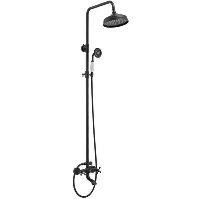 VIBRANTBATH  Matte Black 7.8 Waterfall Dual Head Shower Faucet Bar System with 2-way Diverter ( Ceramic Disc Valve Included )