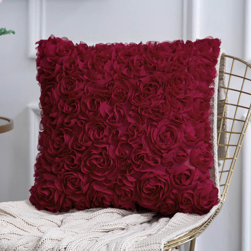 Coussin décoratif, Vin rouge, 16 po x 16 po