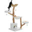 59-inch modern cat tree tower with 2 flower habitats, apartment, and wicker basket bed