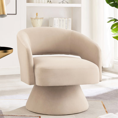 Chaise pivotante rembourrée en taupe, mouvement à 360 degrés, décor ouvert et moderne pour toutes les occasions et tous les décors Velours confortable, dossier, salon, chambre à coucher
