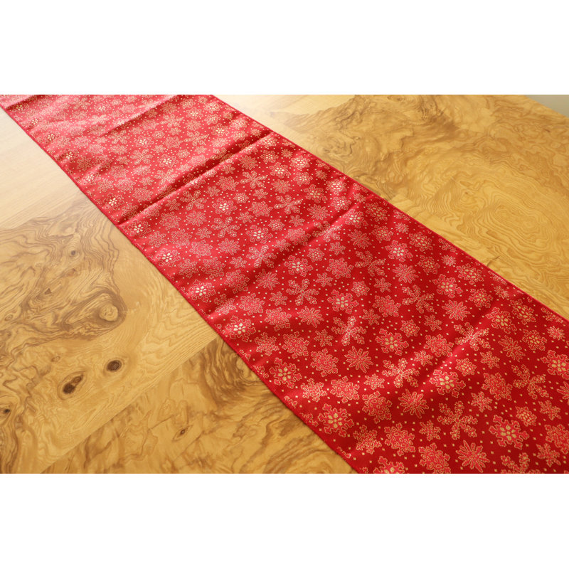 Metairie Geometric Christmas Table Runner, 90" L x 12" W, Red