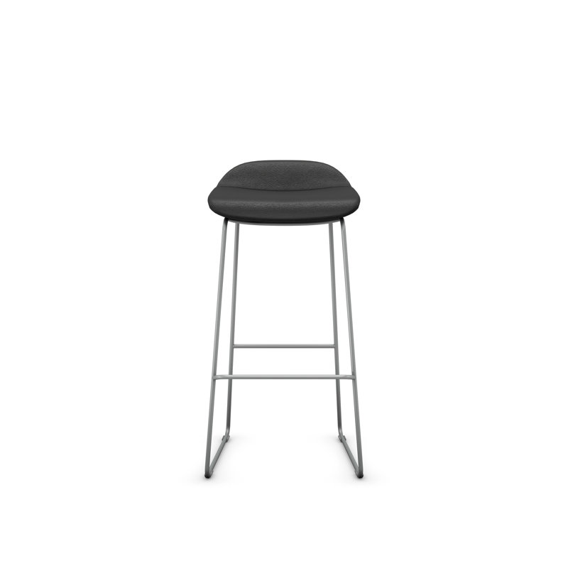 Tabouret Lilly , Argent, Tabouret de bar (siège d'une hauteur de 30 po), Vinyle noir