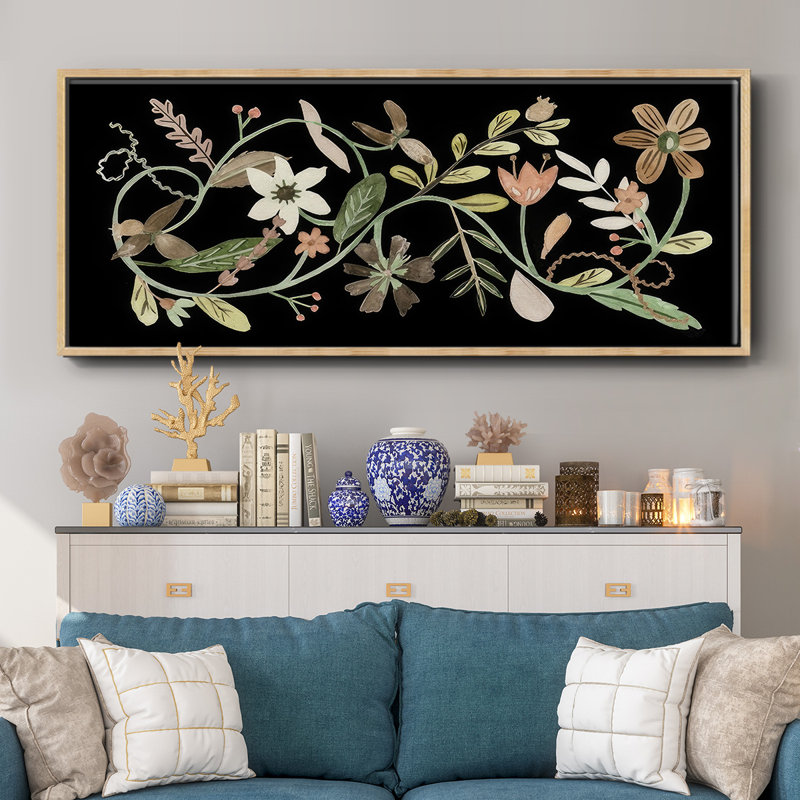 Pressed Flowers I - Framed Canvas, 8" H x 20" W