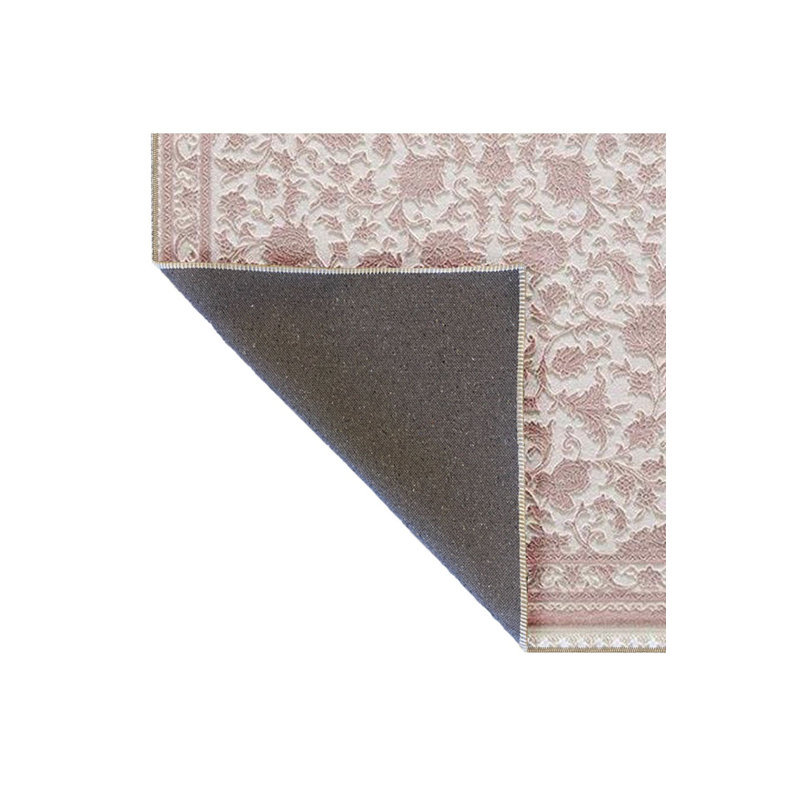 Tapis rose poudré à motif floral, Sous-tapis carré 3 pi 3 po inclus