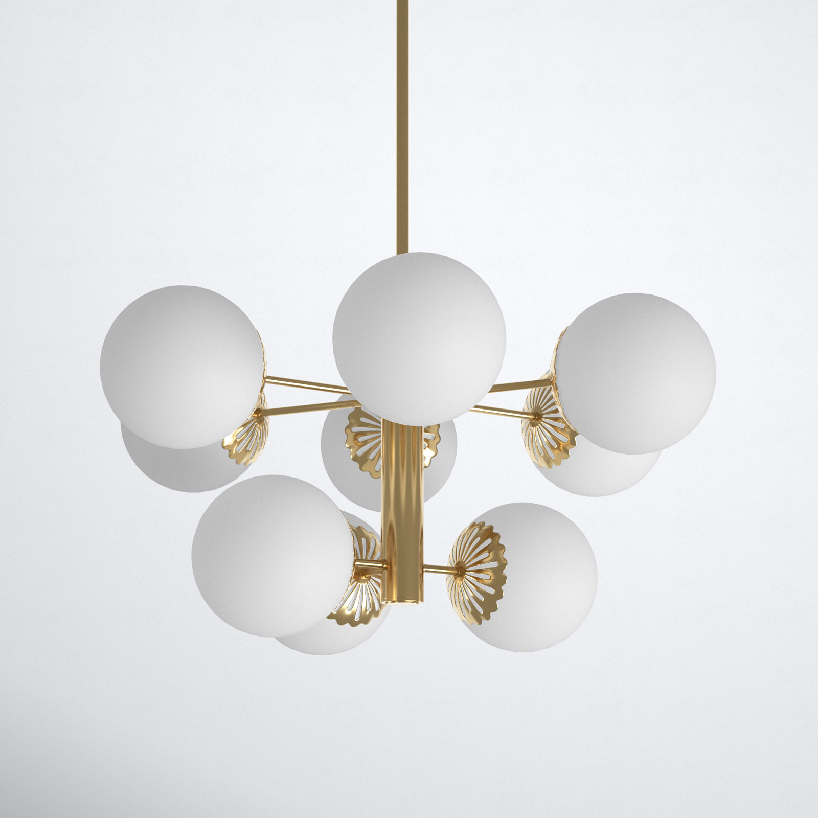 Deniaud 9 - Light Sputnik Chandelier, Aged Brass