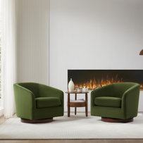 Green Upholstered Swivel Barrel Chair