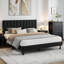 Lit plateforme tapissier avec tête de lit en velours, silencieux, sans sommier, assemblage en 20 minutes-601728767-601728765