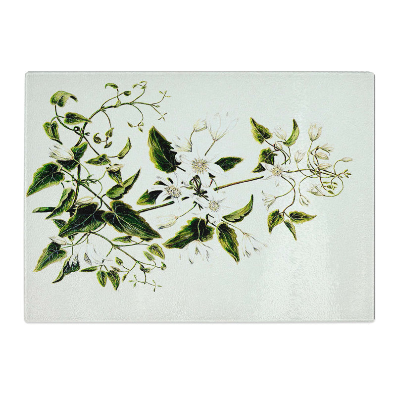 Tempered Glass Clematis Flowers by Sarah Featon Chopping Board, 28.5cm W x 20cm L