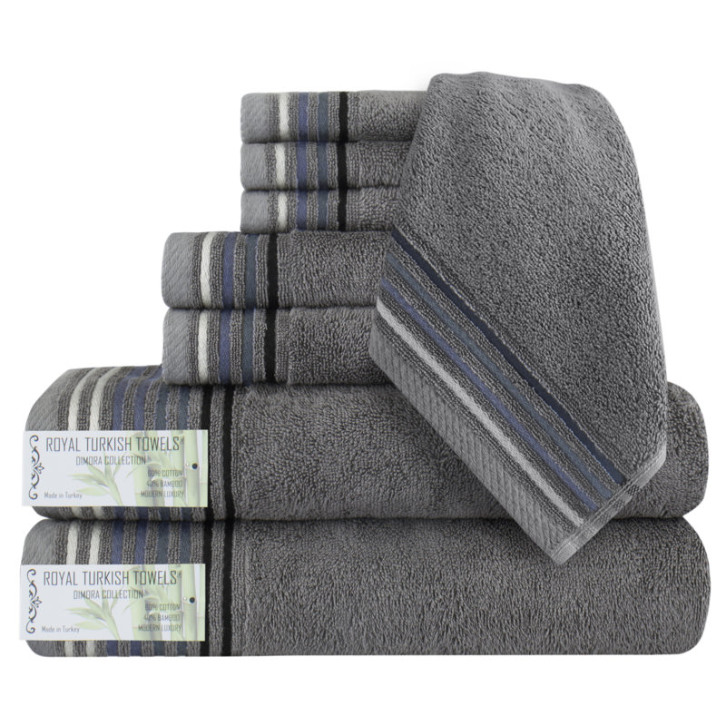 Ensemble 8 serviettes de bain massillon de luxe en coton Massillon, gris