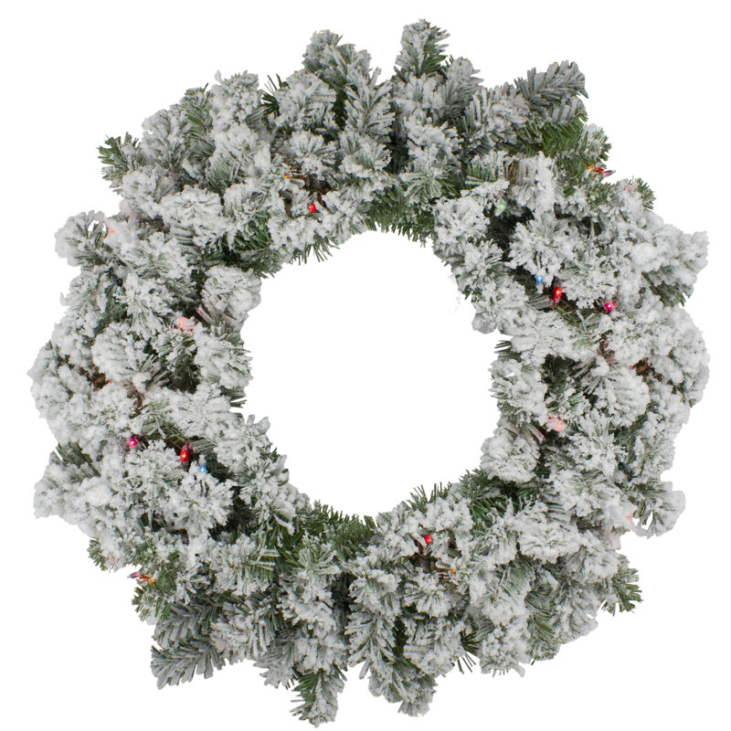 Couronne de Noël artificielle pré-éclairée en pin, Multi