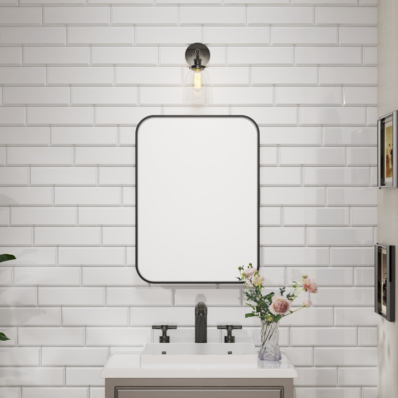 Miroir de salle de bain mural rectangulaire en aluminium l 30 po x H 22 po, Rectangle, 30" x 22"
