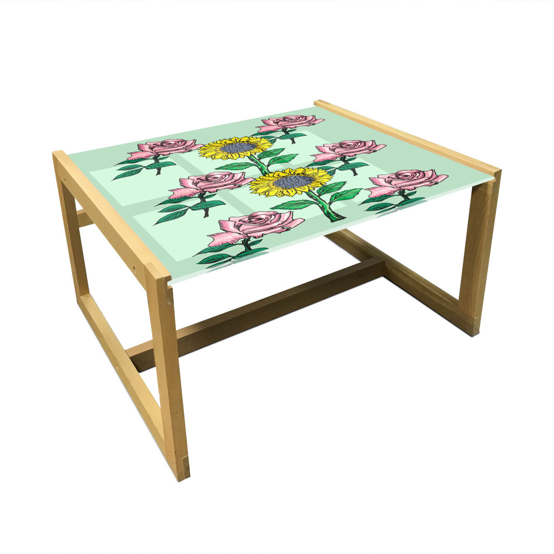 Couchtisch, Sonnenblumen und Rosen, Blume, Mint Green Mehrfarbig