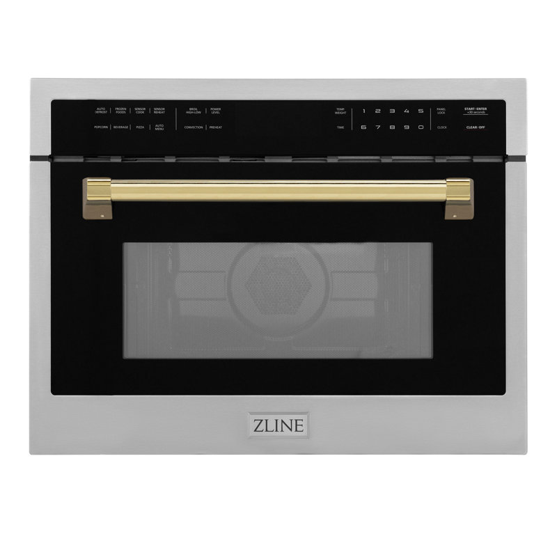 ZLINE Autograph Edition 24 in. 1.6 cu ft. Built-in Convection Microwave Oven in Stainless Steel, Gold