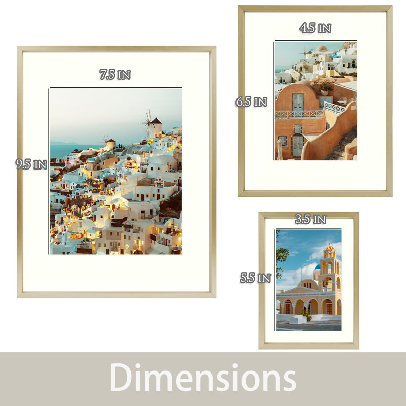Luray 7 Piece Matte Metal Gallery Picture Frame with Real Glass Set, Gold
