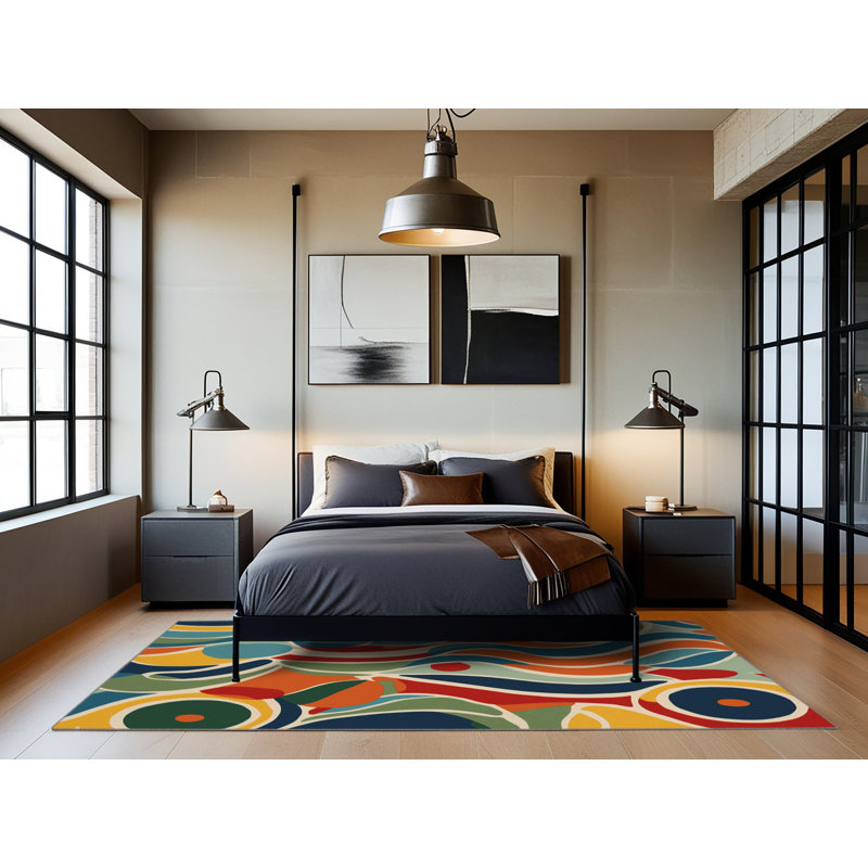 Perky Line Rug, Round 5'