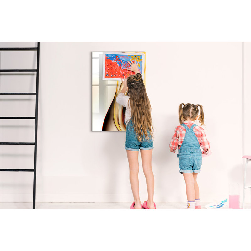 Magnetic Memo Board Whiteboard - 60 x 90 cm - With Marker and Magnets - Gold wave abstraction