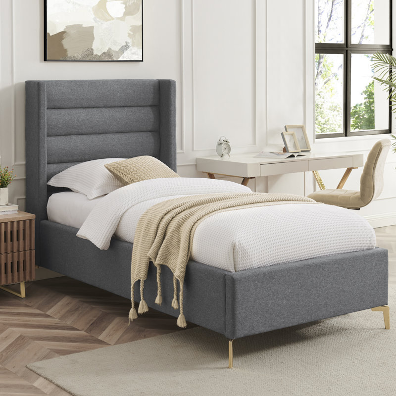 Lomas Upholstered Bed, Extra Long Twin, Grey