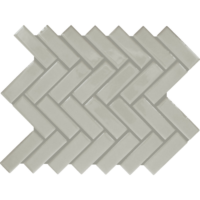 Color Wheel Mosaics 1" x 3" Herringbone Mosaic (Set of 10), Desert Gray