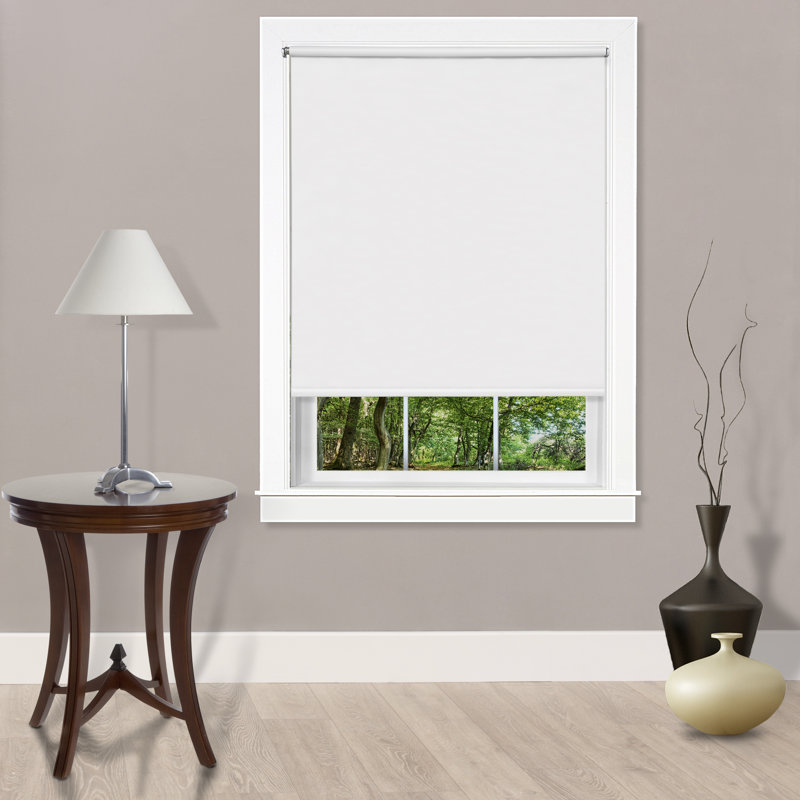 Room Darkening Vinyl Roll-Up Shade, White, 73" W x 72" L