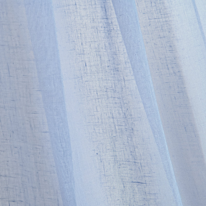 Gathered Linen-Textured Grommet Semi-Sheer Curtains (Set Of 2), 52" W x 84" L, Sky