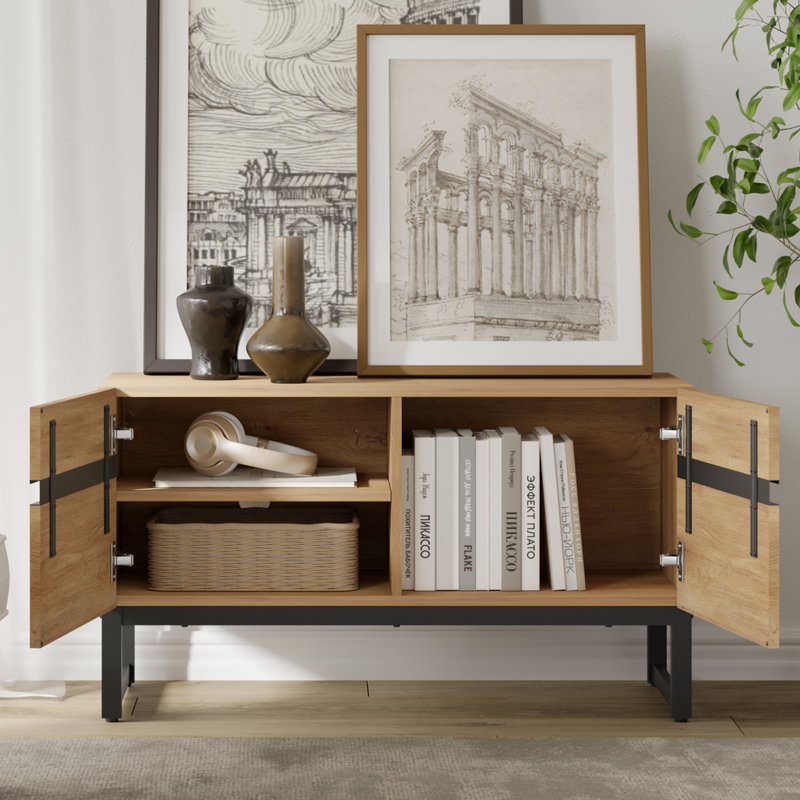 Crédence de rangement l 106 po Aadam, Chêne naturel