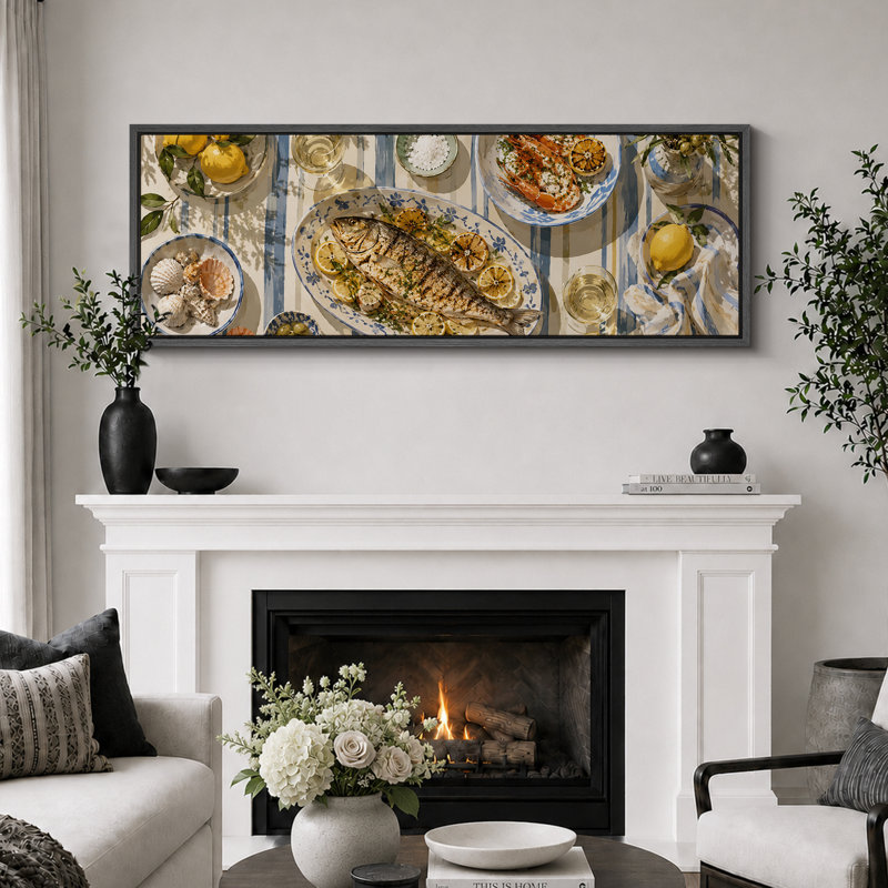 "Coastal fruits de mer", art de nature morte, images de cuisine, impression sur toile encadrée, 3 pièces, 16 po x 24 po x 3 pièces