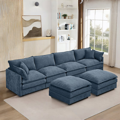 Canapé rembourré Cloud, canapé modulaire en U avec repose-pieds
