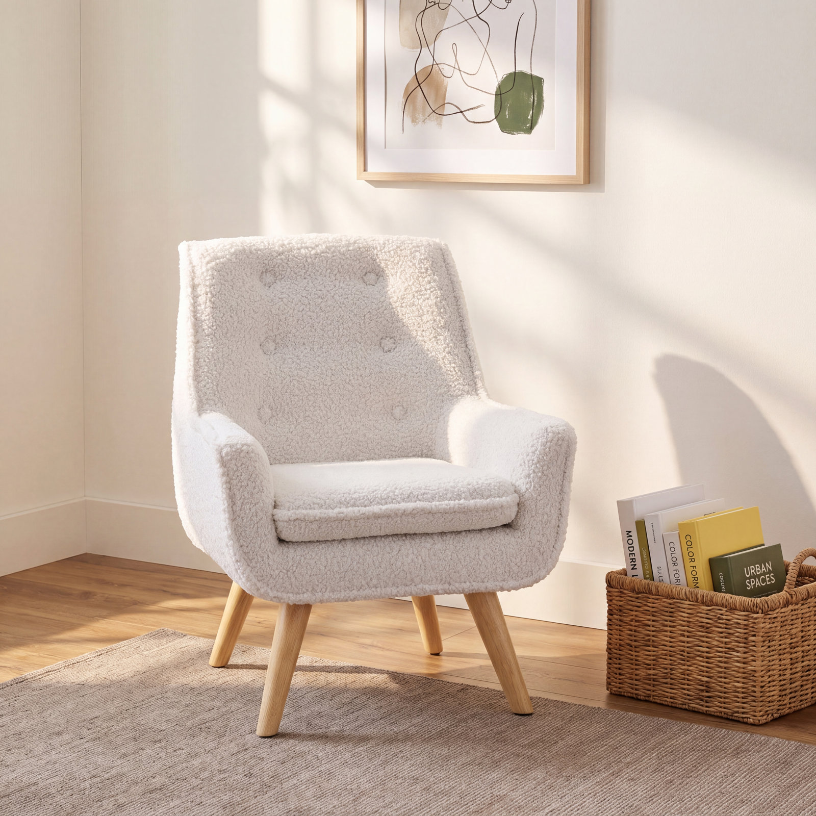 Kids Sherpa Chair, White