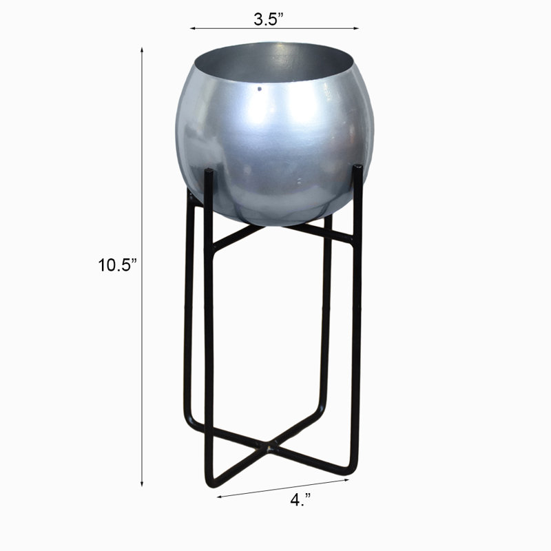 Handmade Metal Pot Planter, Silver