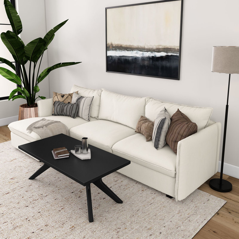 Muhsina Cross Leg Rectangular Coffee Table (48in x 24in / 1220mm x 610mm), Black