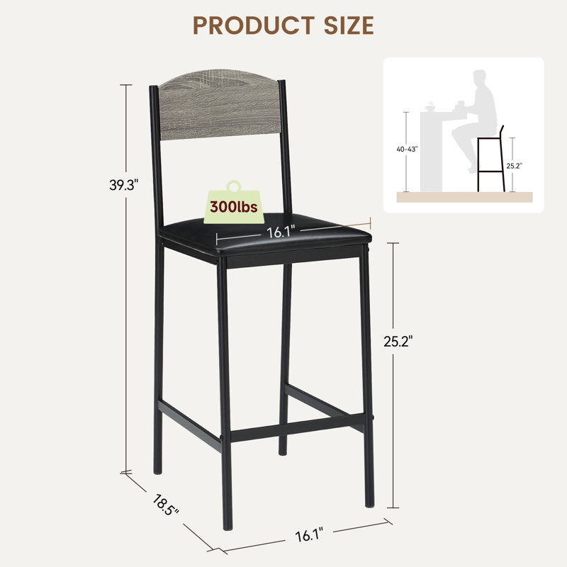 Counter Stool with Metal Frame