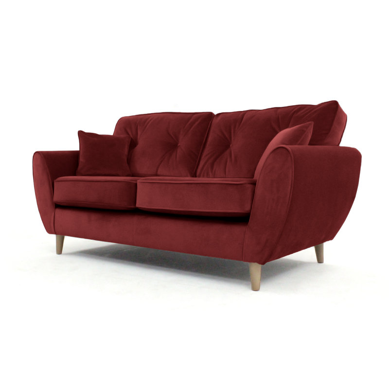 Rafe 3 Seater Velvet Sofa, Burgundy Velvet