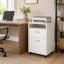 Armoire de rangement mobile blanche avec étagère de porte à tiroir et support à imprimante à roulettes verrouillable pour rangement sous le bureau