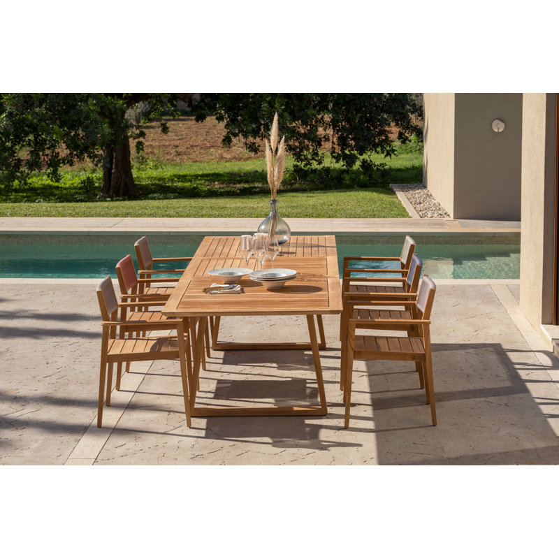 Outdoor Teak Wood Rectangular Extendable Dining Table | 100% FSC Certified Teak Wood