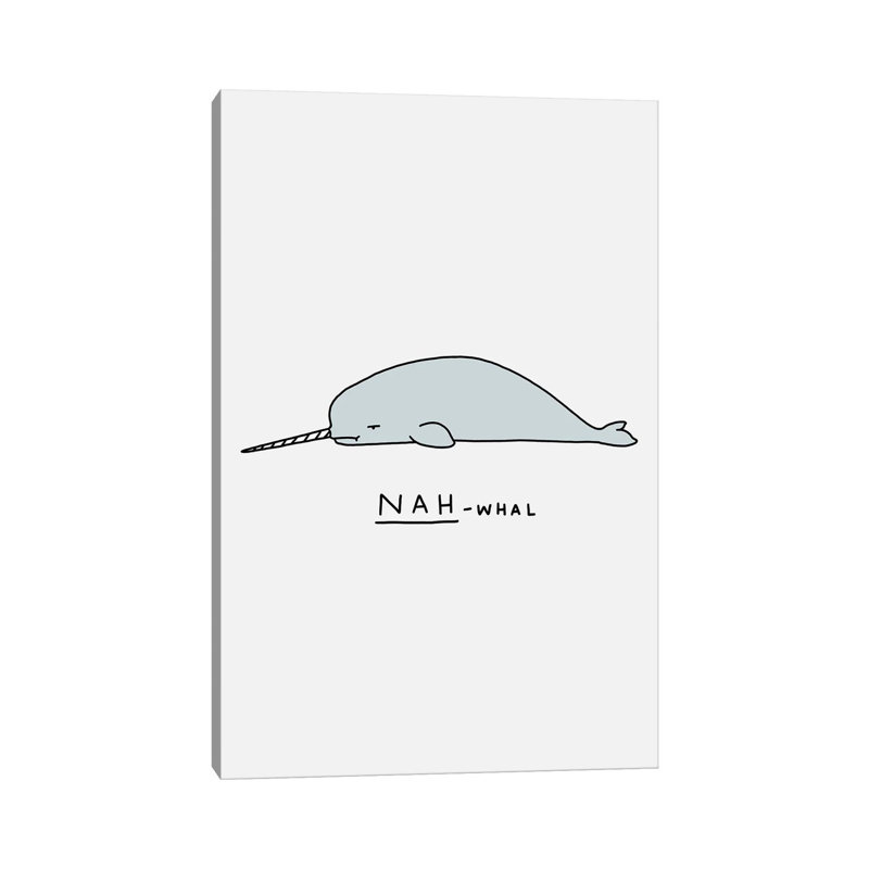 Moody Animals: Narwhal by Lim Heng Swee - Wrapped Canvas Print, 20.32 cm H x 30.48 cm W