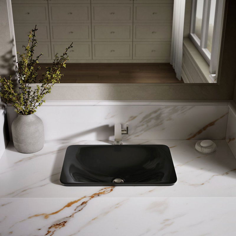 Carillon® Ceramic Rectangular Drop-in Bathroom Sink, Black