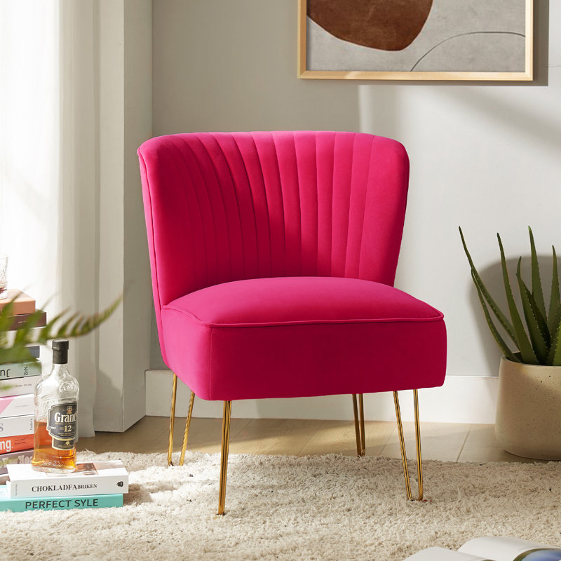 Chaise d'appoint en velours Euclid, Fuchsia