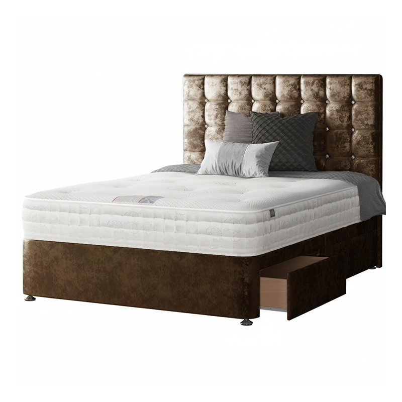 Galarza Divan Bed Base, Single (3'), Truffle, 2 Right Drawers