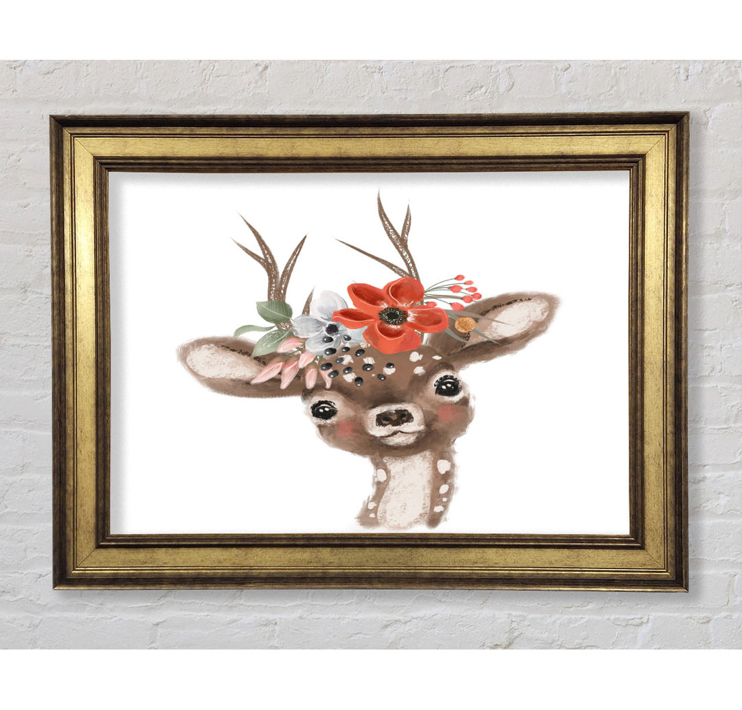 The Little Floral Deer - Einzelner Bilderrahmen Kunstdrucke