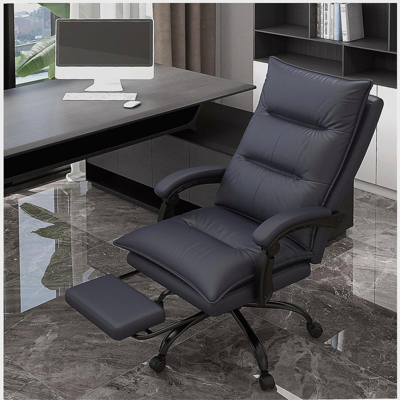 Chaise de bureau en microfibre avec massage, chauffage et repose-pieds, gris