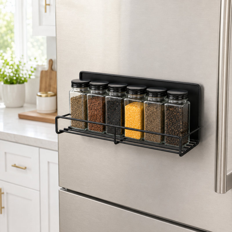 Magnetic Black Spice Rack with Shelves